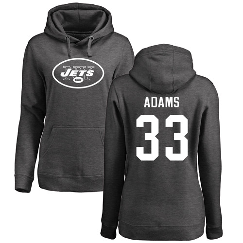 New York Jets Ash Women Jamal Adams One Color NFL Football #33 Pullover Hoodie Sweatshirts
